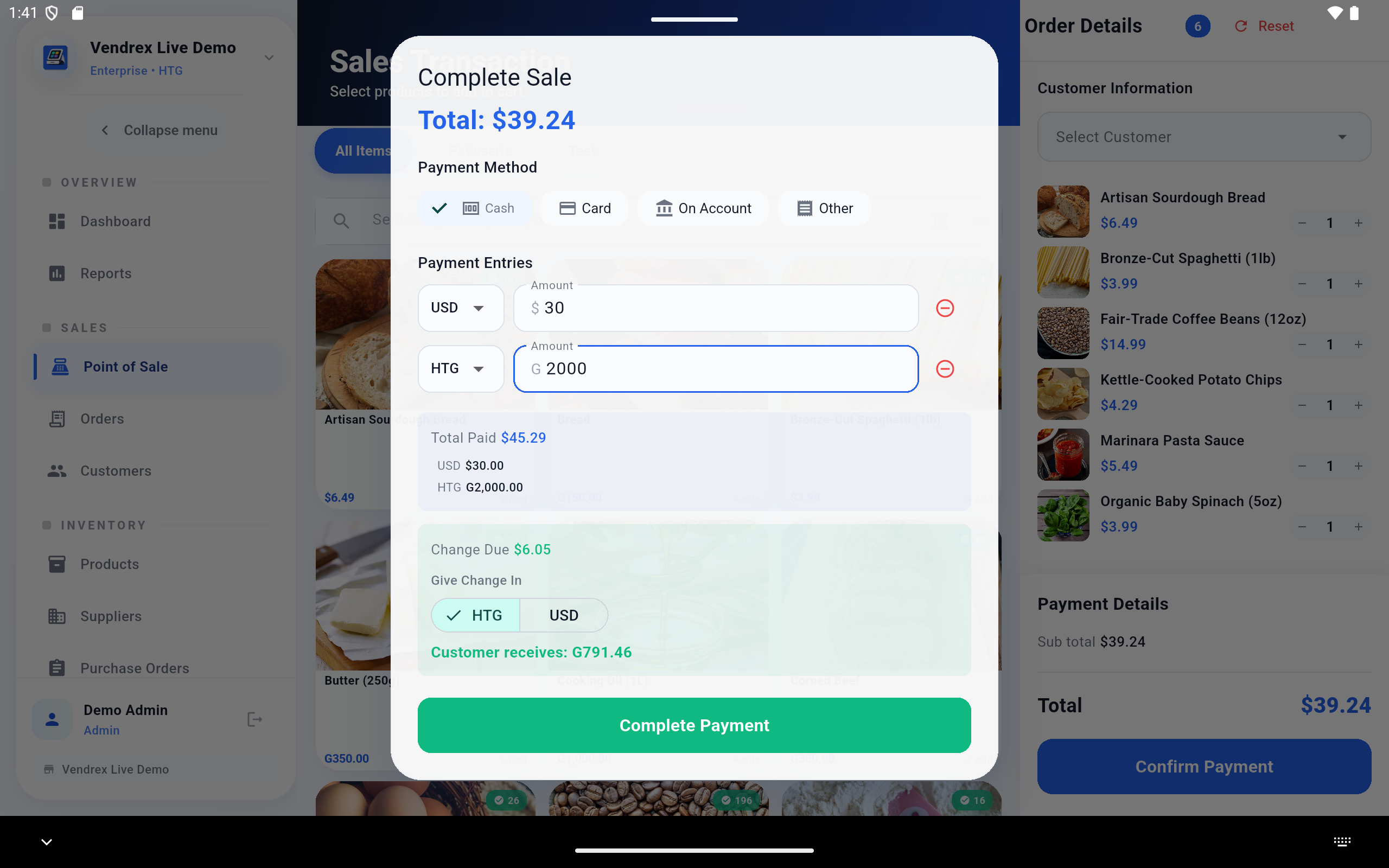 Vendrex multi-currency checkout with HTG and USD